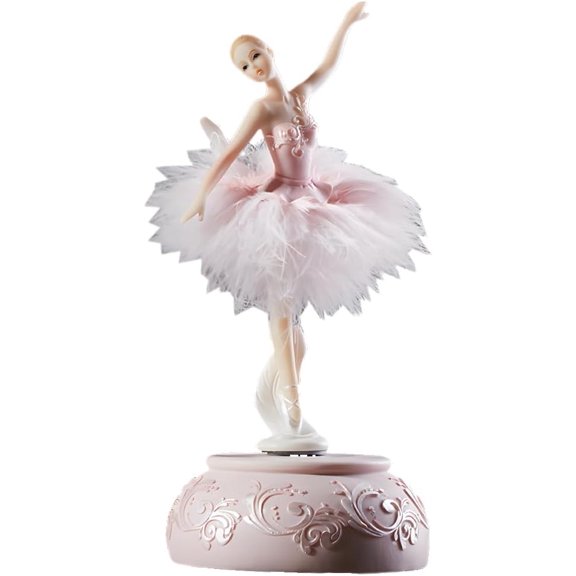 Enchanting Ballerina Music Box Ballerina Rotates with Mechanical Movement - Swan Lake Melody, Feathered Tutu Musical Box for Elegant Home Decor and Gift (6# Ballet Pink)