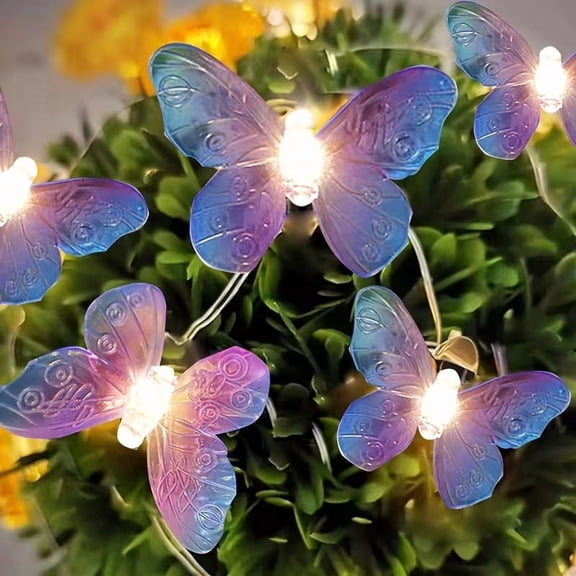 Enchanting Blue and Purple Butterfly String Lights - 118 Inch 20 LED Decorative Fairy Lights for Bedroom, Living Room, Valentine's Day, and Birthday Parties - Battery Operated