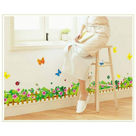 Enchanting Butterfly Flight Over the Fence Wall Decal Sticker - DIY PVC Removable Transparent Film Self-Adhesive Mural Art Wall Decor for Living Room Bedroom Kids Room Nursery TV Sofa Background