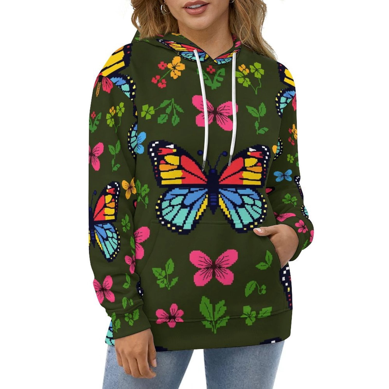 Perfee Pearl Butterfly Long Sleeve Hoodie
