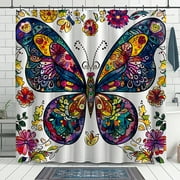 Enchanting Butterfly Mandala Bathroom Set Vibrant Colors Detailed Design Elegant Decor for Your Home Sanctuary