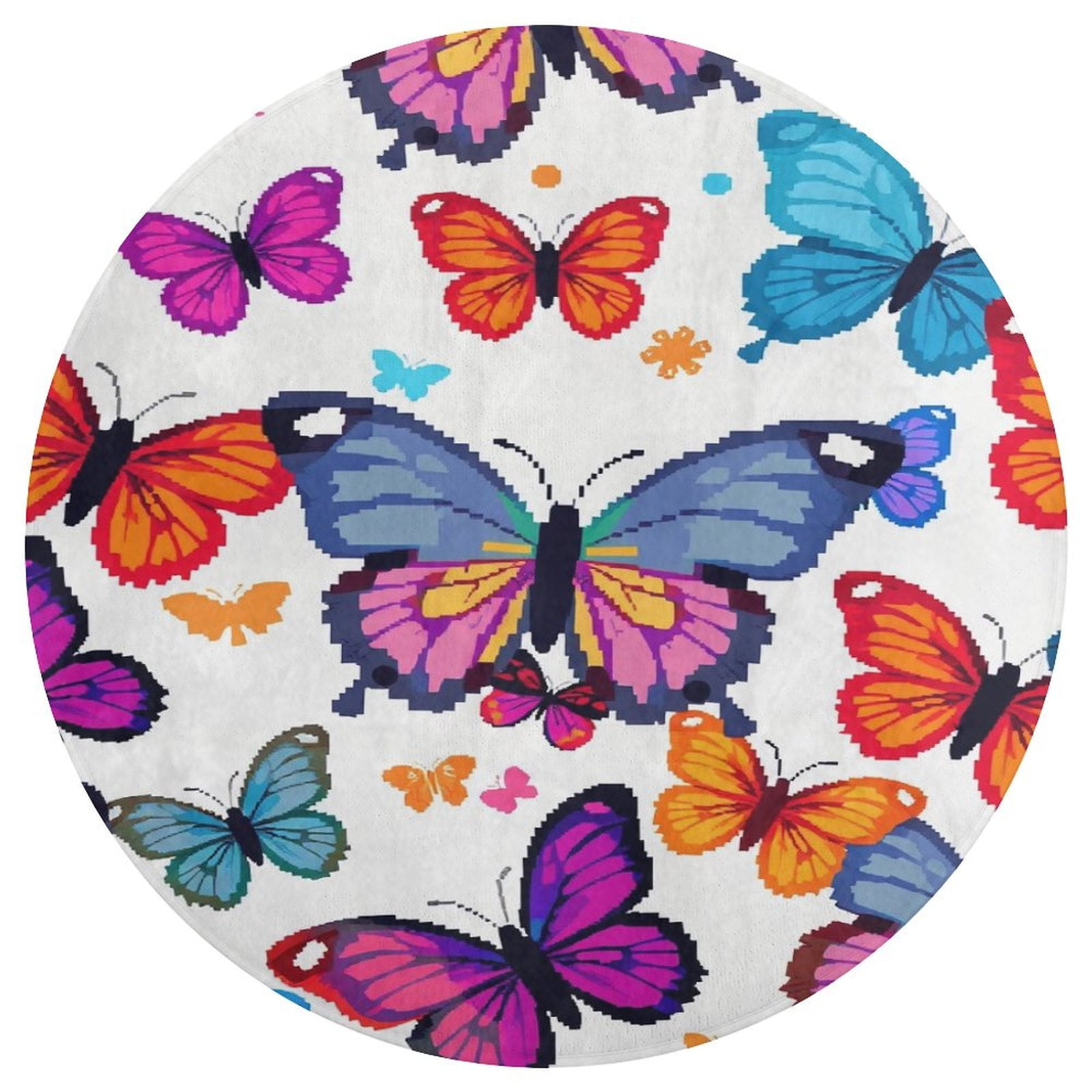 Naturestep Rug Butterfly Enchanting Butterfly Round Area Rug Floor Carpets Washable Indoor Floor ...