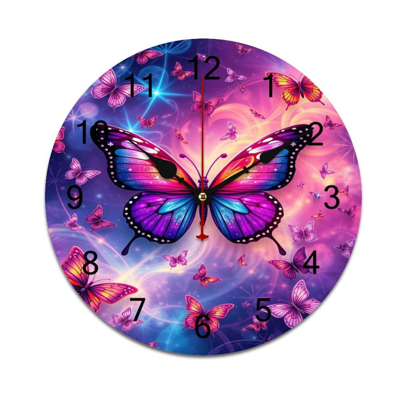 Enchanting Butterfly Round Wall Clock Modern Design Home Living Room