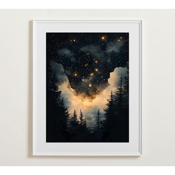 Enchanting Celestial Stars Wall Art, Star, Midnight Nature Poster, Vintage Gallery Wall Art, Wall Art Wall Art, Modern Wall Decor, 16x24 UNFRAMED