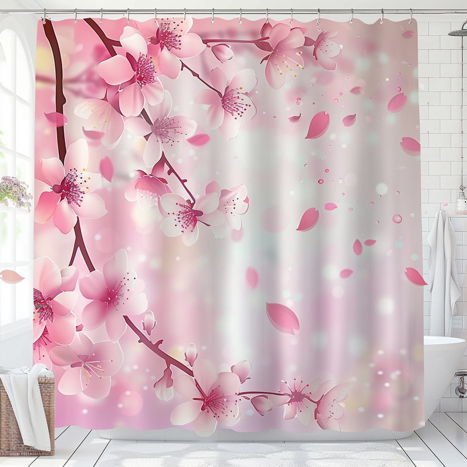 Enchanting Cherry Blossom Shower Curtain Create a Romantic Oasis in