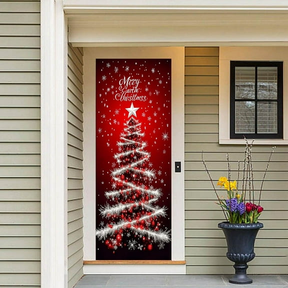Enchanting Cottage Door Cover Decorative Tapestry for Holiday Festivities and Seasonal Celebrations Elegant Party Entrance