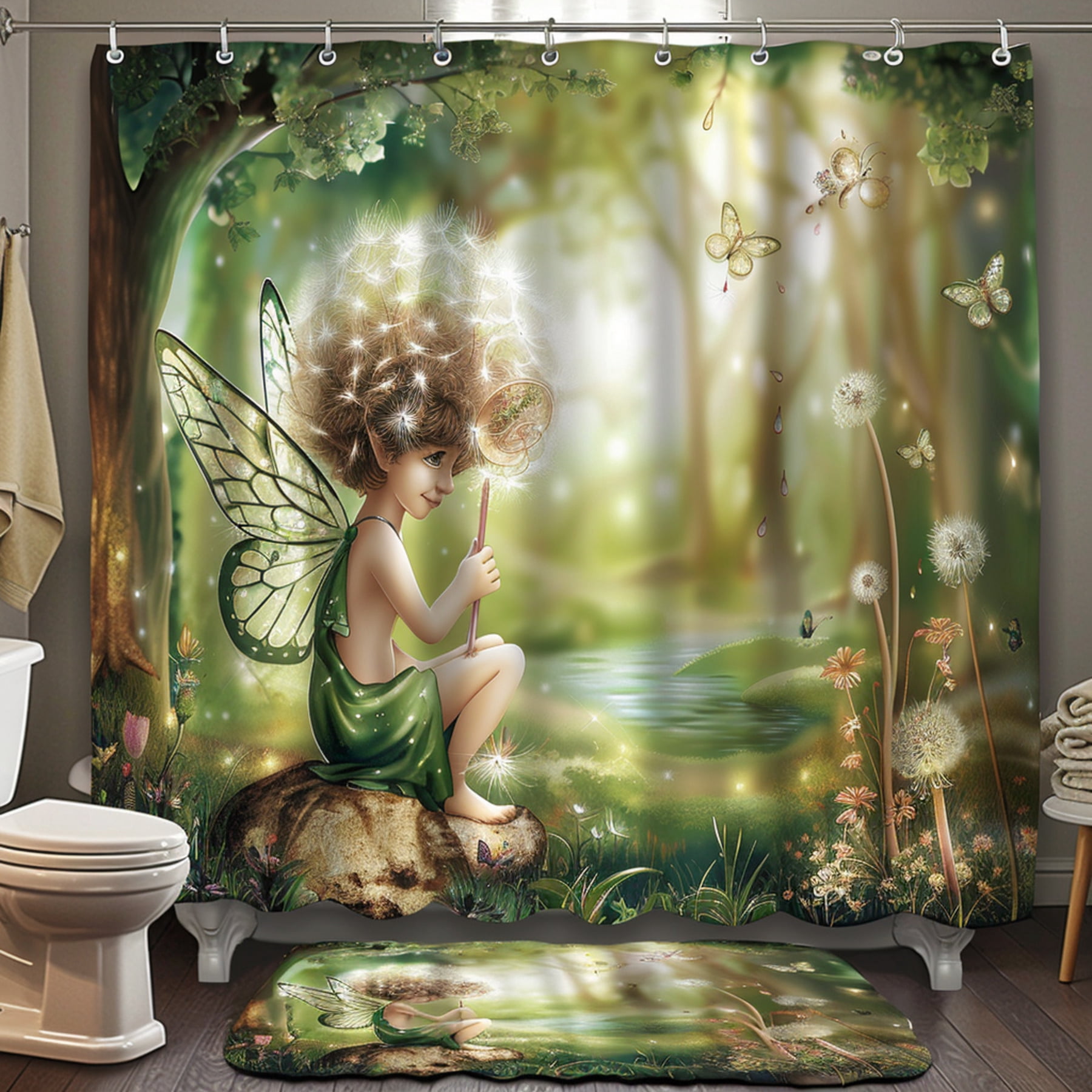 Enchanting Fairy Forest Bathroom Shower Curtain Hyper Realistic Design ...