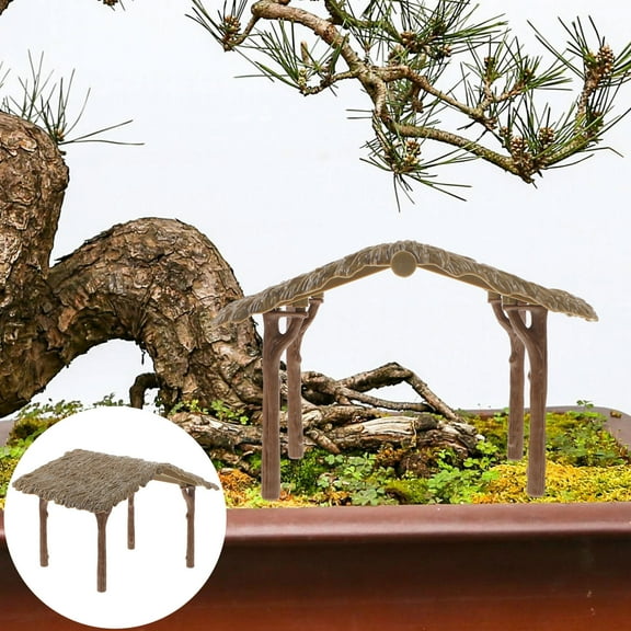 Enchanting Fairy Garden Village Cottage Figurine Set for Farms – Thatched Hut with Detachable Straw Ideal Garden Sculpture and Decorative Miniature