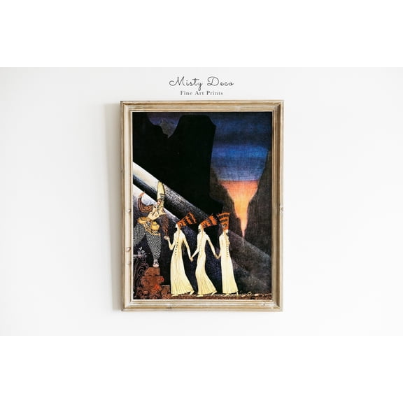 Enchanting Fairytale Vintage Art Kay Nielsen Blue Colors Tones Decor 2, Unframed Paper Poster 8x10in