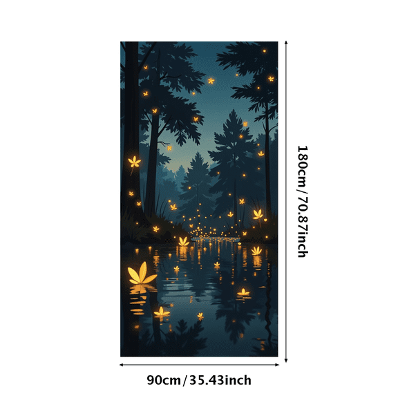 Enchanting Forest Nighttime Backdrop Banner with Glowing Butterflies Party Decorations for Photography Props Events Photo Booth Setup and Themed Parties