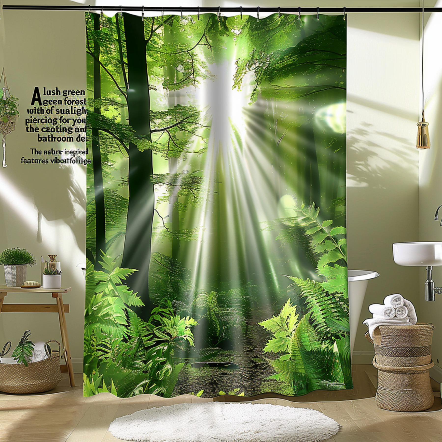 Enchanting Forest Shower Curtain Serene Nature Inspired Design Perfect