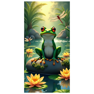 Enchanting Forest Themed Frog Lotus Banner, Party Backdrop Decor, Photography Props for Nature Parties, Outdoor Gatherings, Garden Celebrations, Children Events