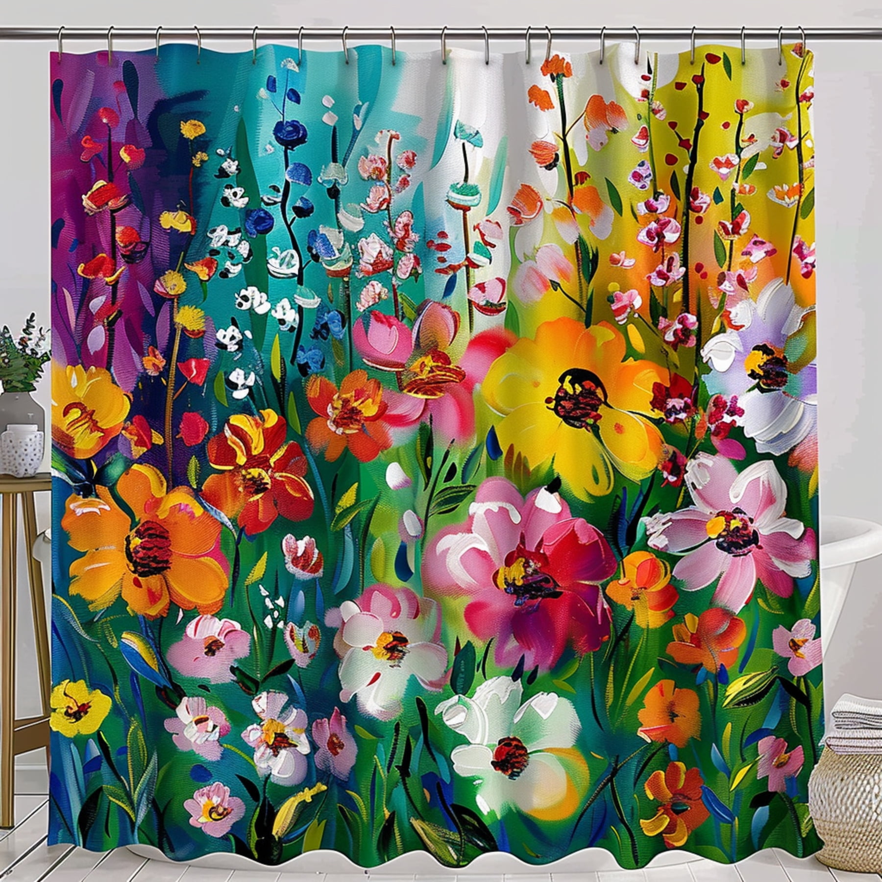 Enchanting Garden Blooms Shower Curtain Vibrant Floral Design Enchanting Garden Blooms Shower Curtain Vibrant Floral Design
