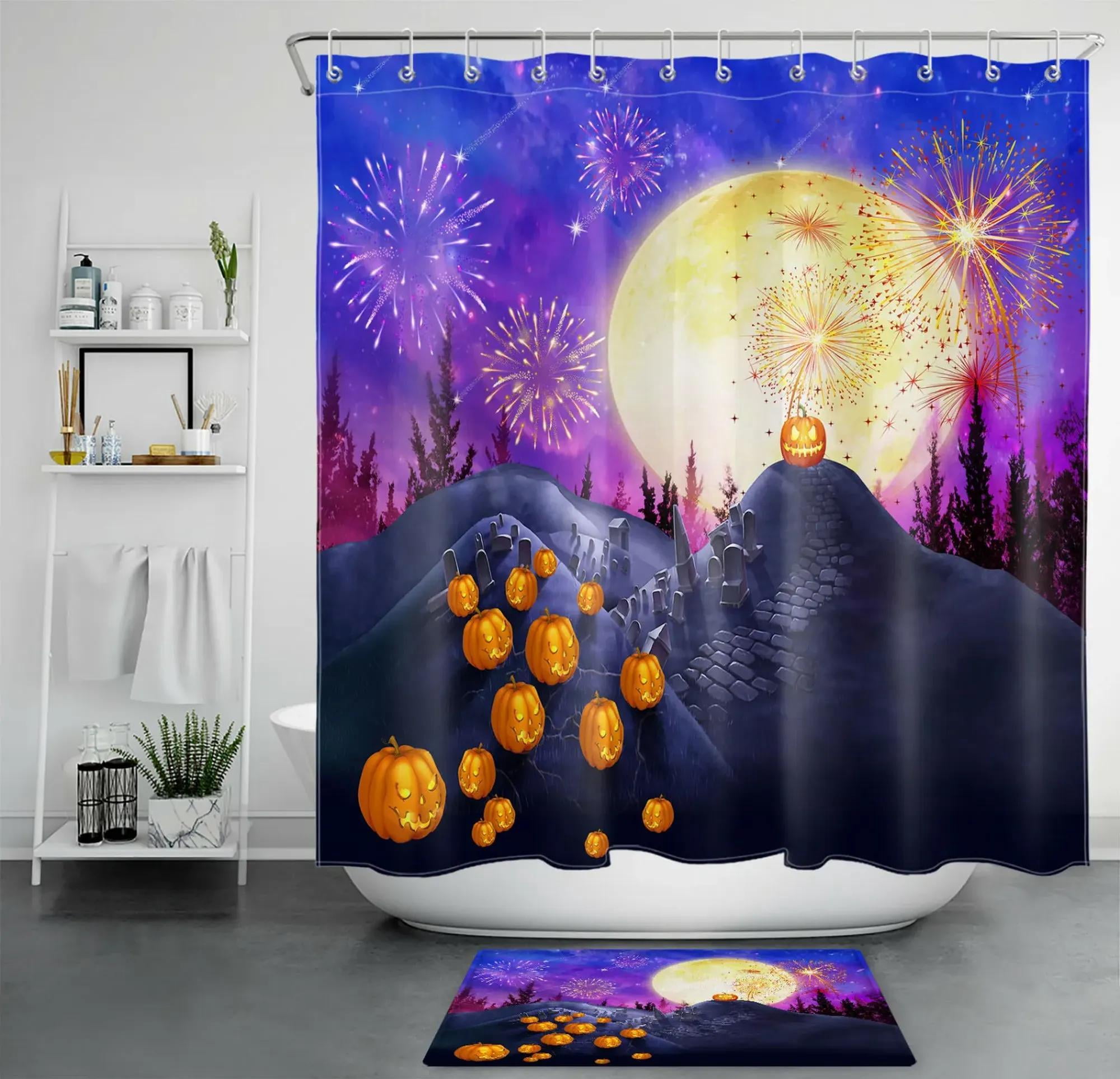 Enchanting Halloween Night Moonlit Forest, Mountain Views, and Pumpkin