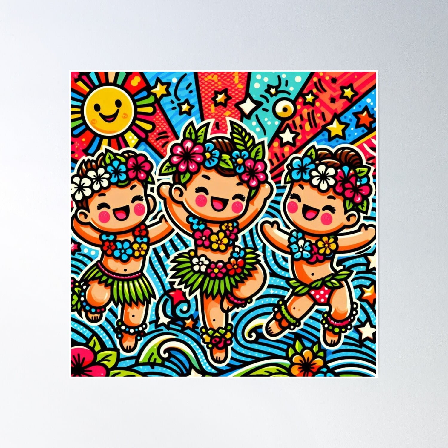 Enchanting Hula Kids 103 Poster Wall Art, Modern Wall Decor, 24x24