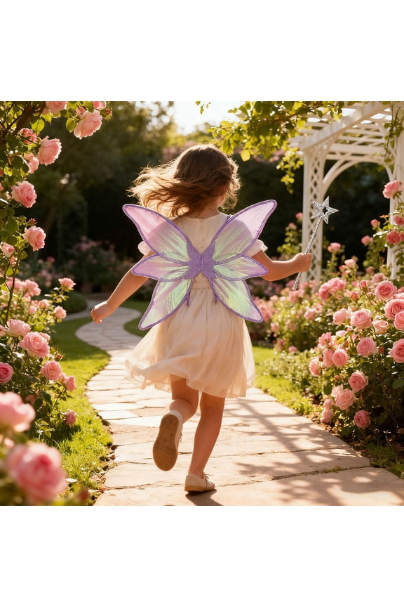 Enchanting Kids Performance Glittering Transparent Fairy Dress for Girls and Boys Stage Play Party and Dress-Up Adventure, Purple