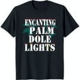 Enchanting Lights Black TShirt Festive Tropical Christmas Design