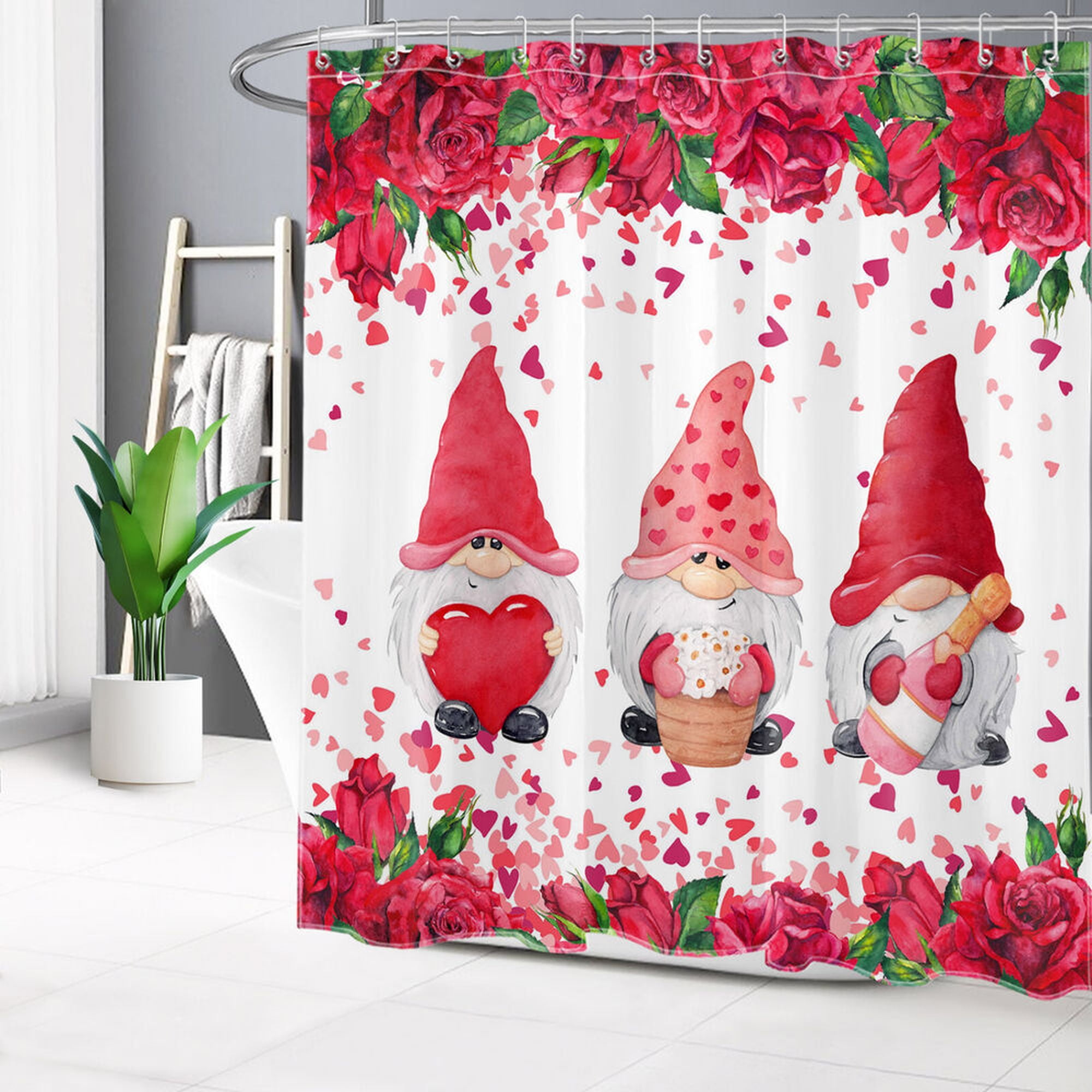 Enchanting Love Gnome Valentine's Day Shower Curtain Transform Your Bathroom into a Romantic