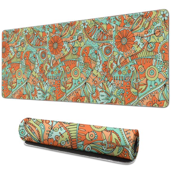 Enchanting Mandala Mouse Mat: Beautify Your Workspace with Non-Slip, Waterproof, Stitched Edge Design, Perfect for Women's Office Setup, Small Size 31.5x11.8 Inch