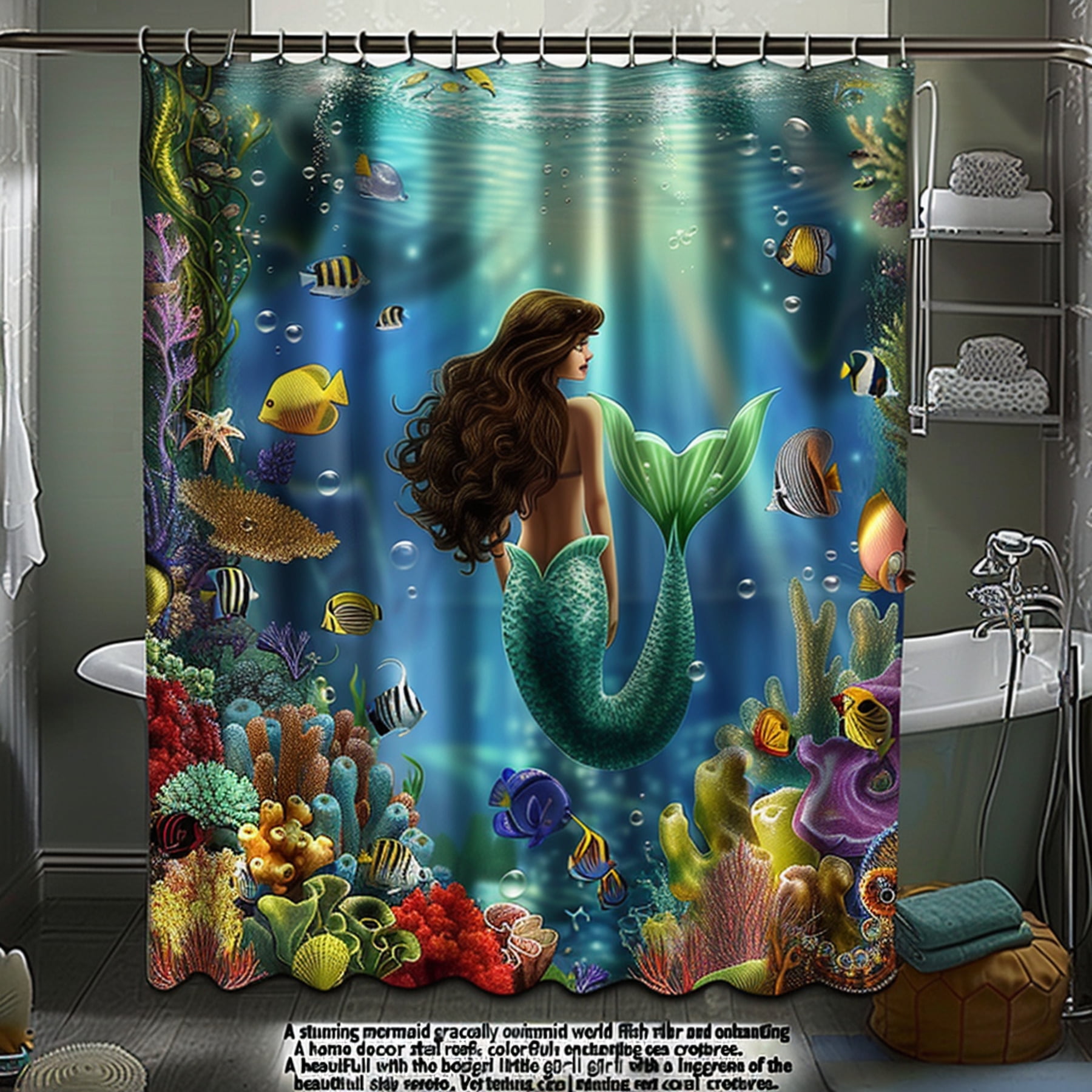 Enchanting Mermaid Underwater World Shower Curtain Vibrant Coral Reefs