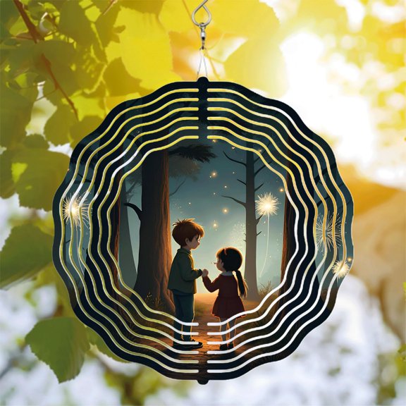 Enchanting Metal Hanging Wind Spinners & Chimes - Artistic Circular Design for Yard & Garden - Captivating Patterns & Serenity