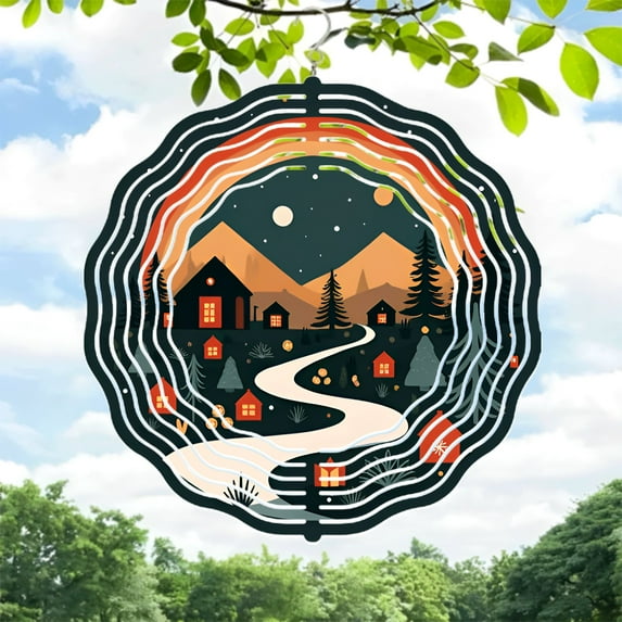 Enchanting Metal Hanging Wind Spinners & Chimes - Whimsical Forest Design for Yard & Garden Decor Perfect for Tranquil Spaces