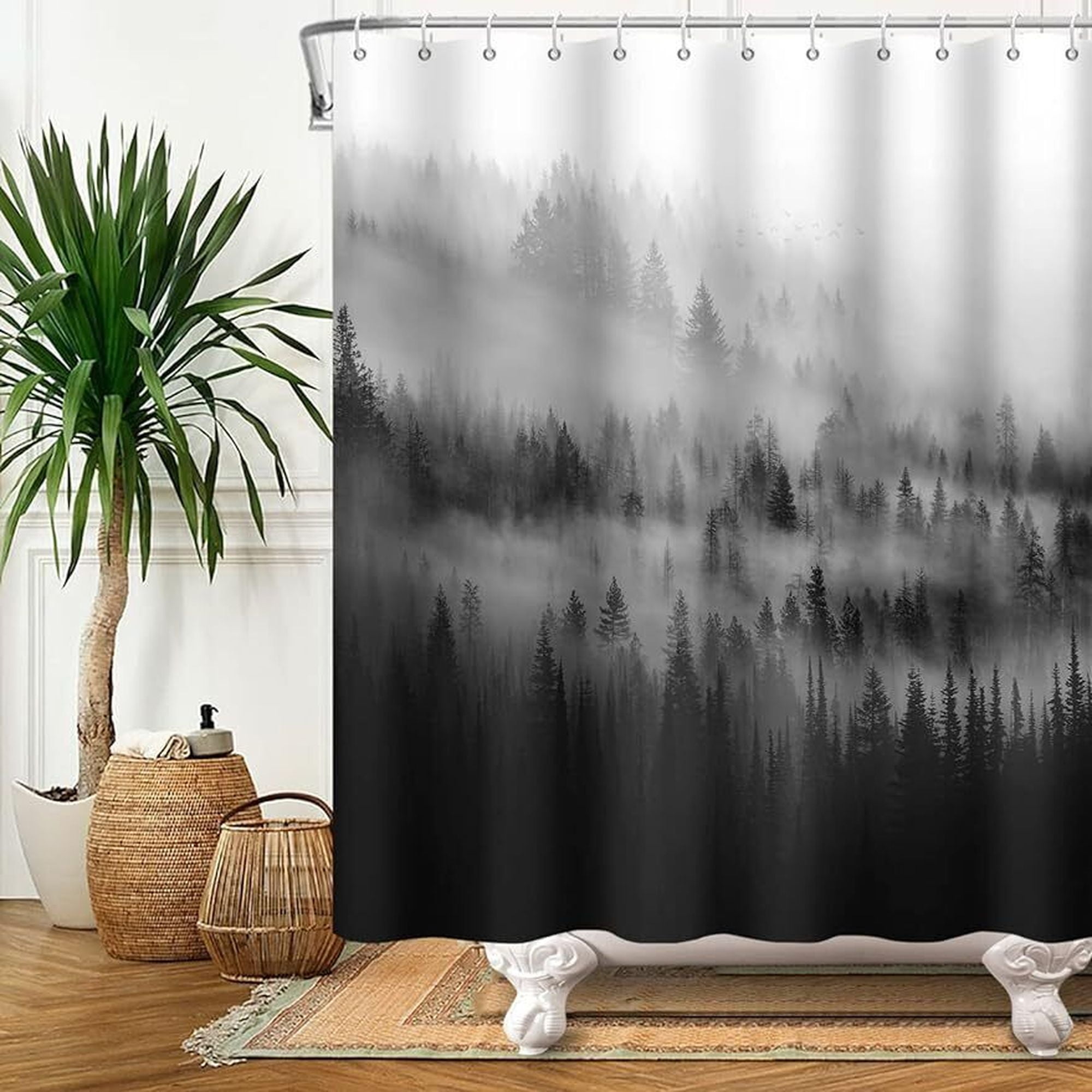 Enchanting Misty Mountain Forest Shower Curtains - Embrace the 