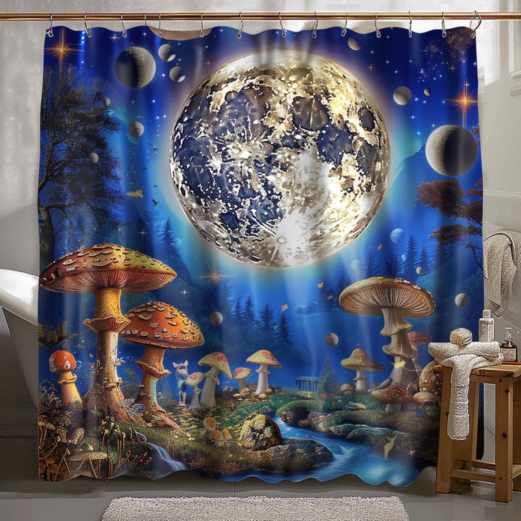 Enchanting Moonlit Mushroom Forest Shower Curtain Transform Your ...