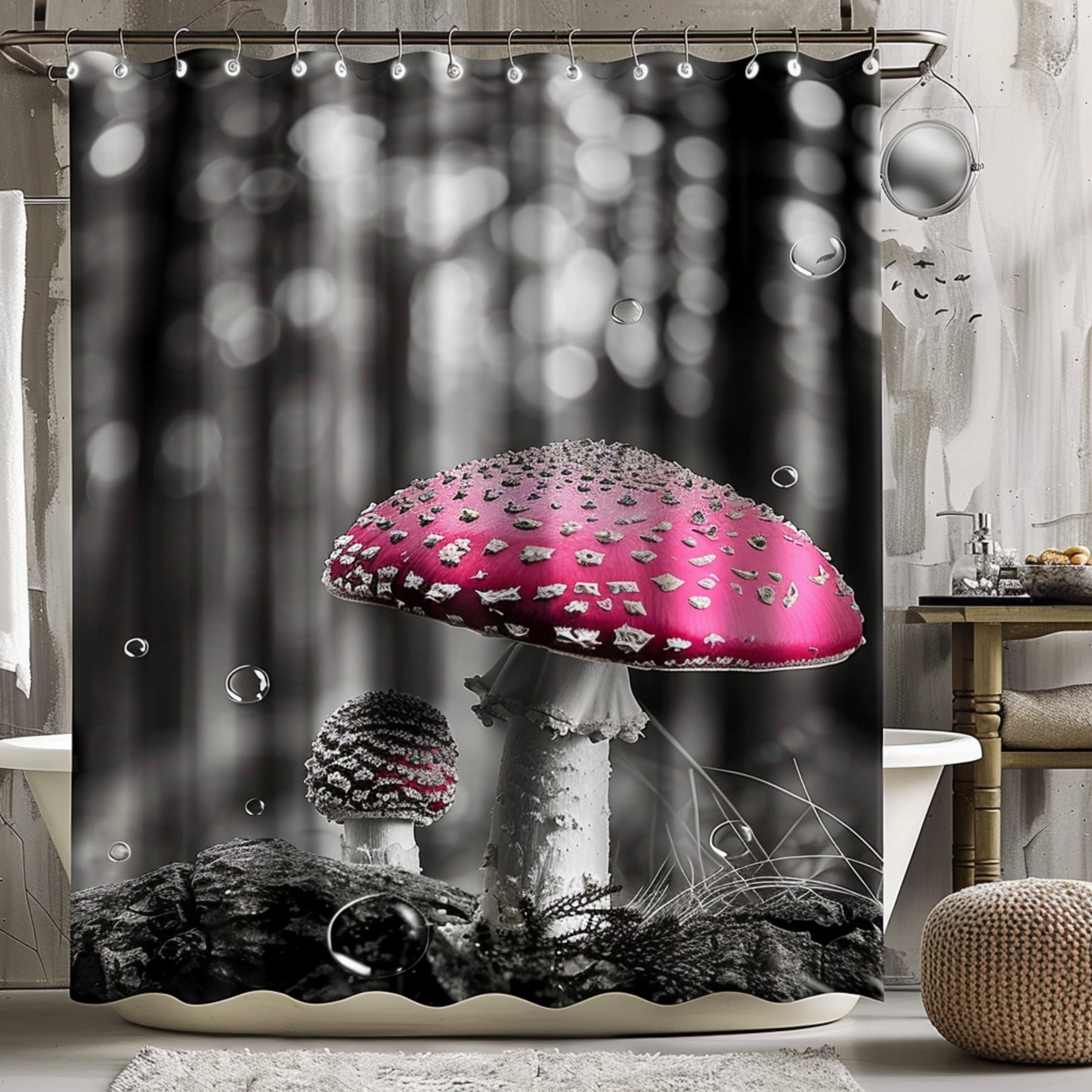 Enchanting Mushroom Shower Curtain Ultrarealistic design with details ...