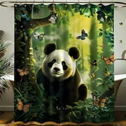 Enchanting Panda Paradise Shower Curtain Stunning Nature Photography Ultra Realistic Design Perfect for Nature Lovers and Fantasy Enthusiasts