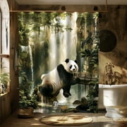 Enchanting Panda Paradise Shower Curtain Transform Your Bathroom with Nature's Beauty HighQuality Realistic Design Perfect for Nature Lovers