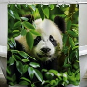 Enchanting Panda Paradise: Transform Your Bathroom with a Stunning Shower Curtain Featuring a Baby Panda in Lush Jungle Setting