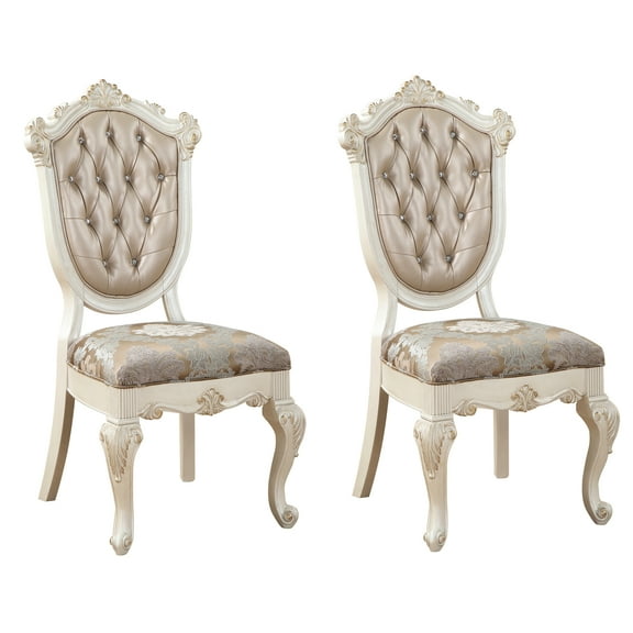Enchanting Pearl White And Rose Gold Chairs ( Of 2) - Dining Room Elegance Sophisticated Area Luxury