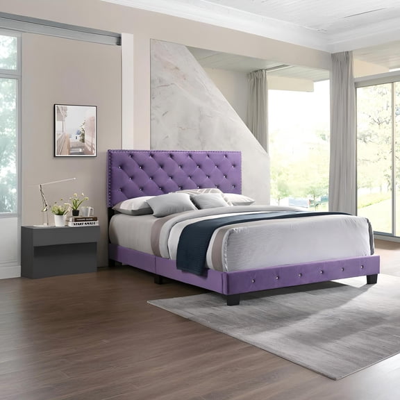 Enchanting Purple Transitional Queen Bed