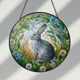Enchanting Rabbit with Wildflower Glass Suncatcher Handcrafted