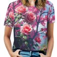 thumbnail image 1 of Enchanting Rose Women T-Shirt Classic O Neck T-Shirts Short-Sleeve Trendy Animal Print Design Tshirt Casual Clothing, 1 of 5