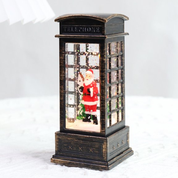 Enchanting Santa Claus Wind Lantern - Gold Square Christmas Decoration with Water Tree Design, Holiday Gift for Festive Ambiance, Tabletop Lantern for Indoor Use