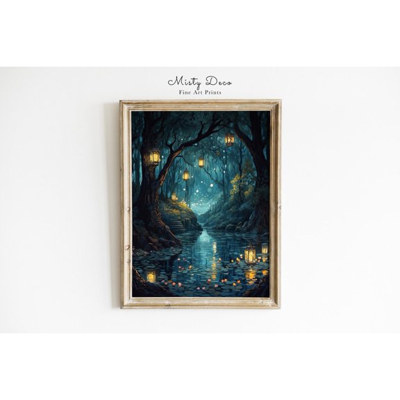 Enchanting Spiritual Forest Fantasy Forest with Lanterns Fairytale Decor