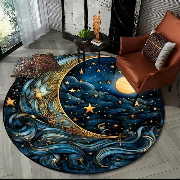 Enchanting Sun Moon Crystal Velvet Round Carpets Non Slip Indoor Floor Mats Living Room Sofa Bedroom Chair Mats Home r Rugs