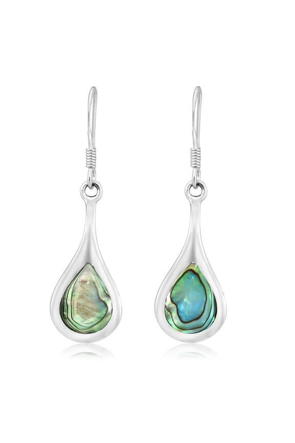 Enchanting Teardrop Swirl Abalone .925 Silver Dangle Earrings