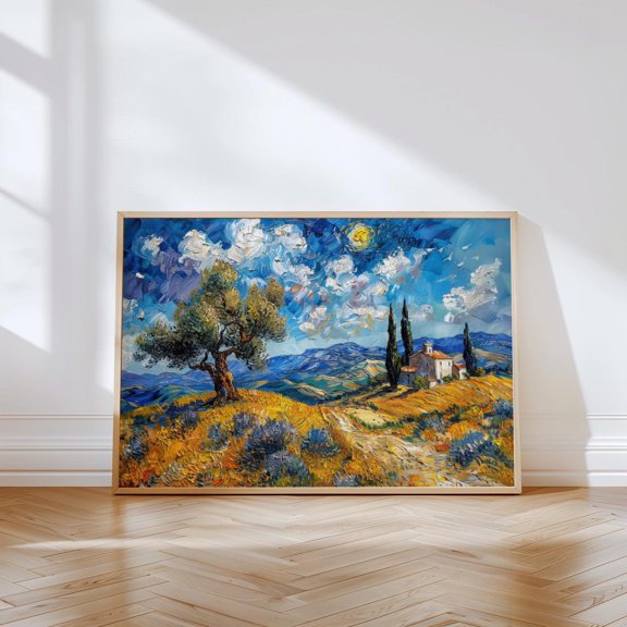 Enchanting Tuscan Landscape Print, Unframed Paper Poster 8x10in