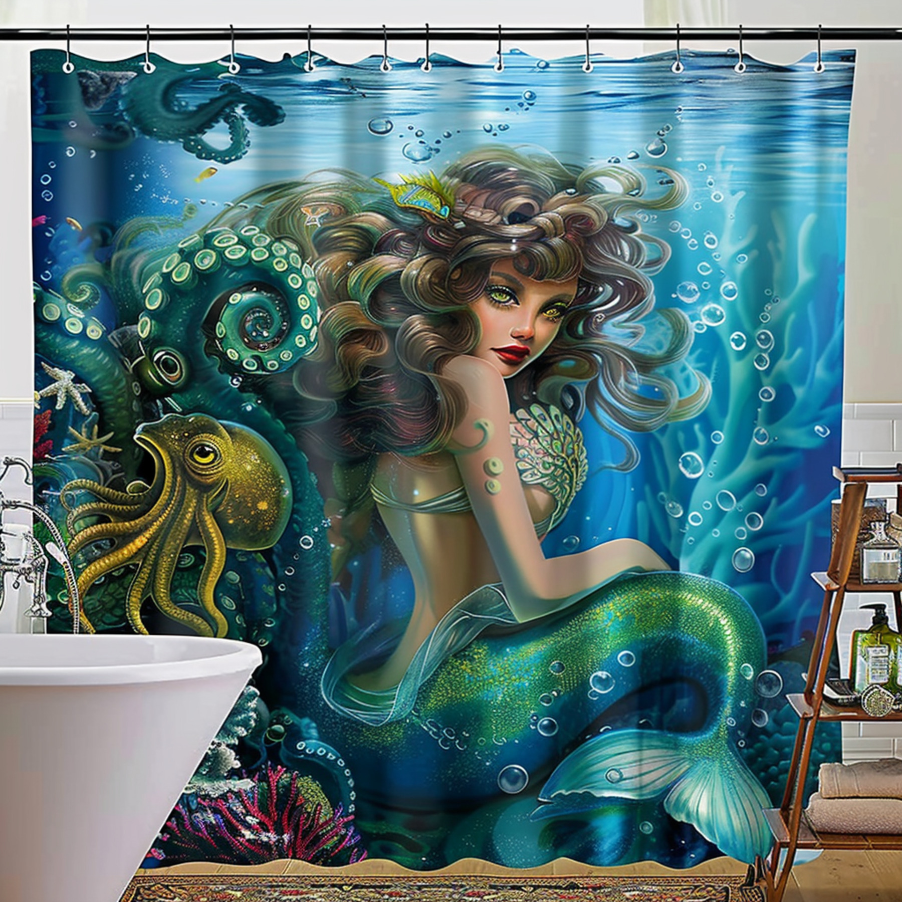 Enchanting Underwater Oasis Shower Curtain Vibrant Colors Stunning