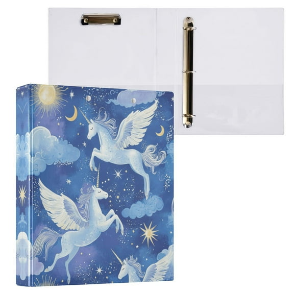 Enchanting Unicorn Pattern 3 Ring Hardcover Binders 1.5in Round Rings for Letter-Size Folder Paper Organizer Pockets for Office Student Recipe