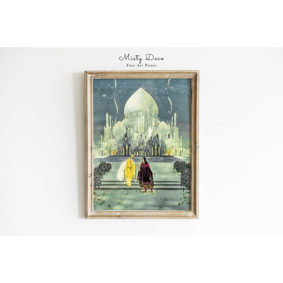 Enchanting Vintage Illustration Whimsical Fairy Tale Wall Art Decor, Stretched Canvas 8x10in
