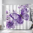 Enchanting Watercolor Floral Bathroom Set Purple Butterfly & Flower
