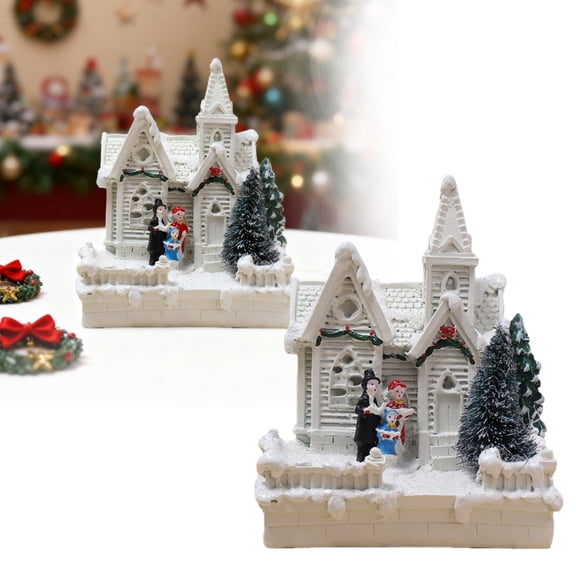 Enchanting Winter Village Globe with LED Music for Christmas Decor White 14cm Resin