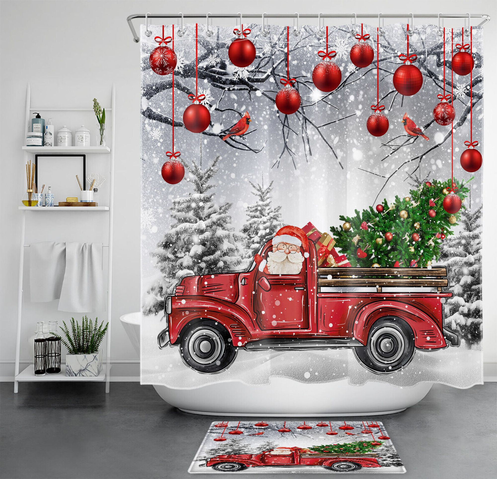 Enchanting Winter Wonderland Santa Claus Shower Curtain: Elevate Your 