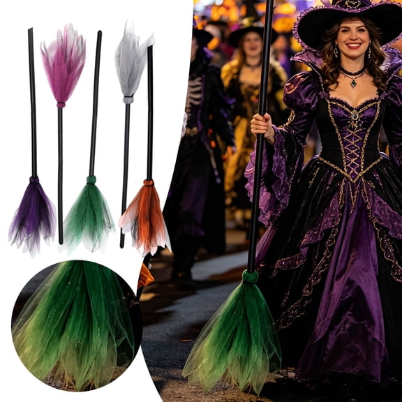 Enchanting Witch Broomstick Prop for Photo Shoots and Halloween A 1pc
