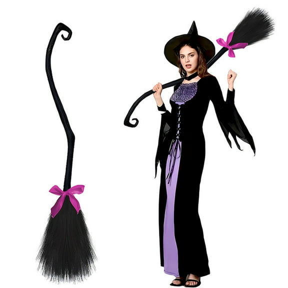 Enchanting Witch Broomstick Prop with Streamers for Halloween Parties and Themed Decorations