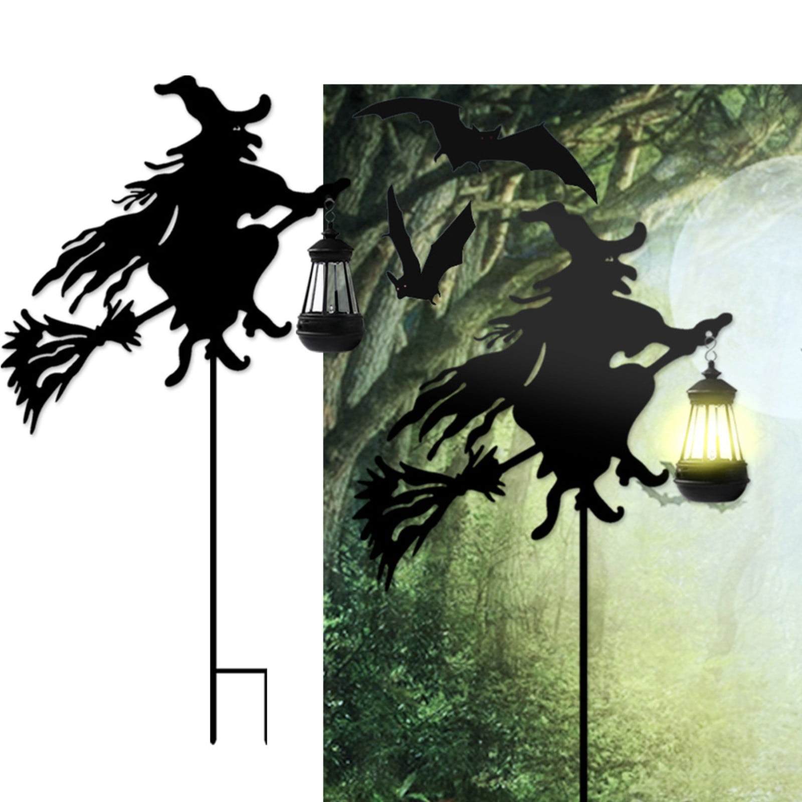 Enchanting Witch Silhouette Garden Light Post - Whimsical Outdoor Lighting